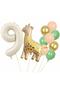 Giraffe 9 Year Old Balloon Set Star Balloon Foil Set Concept Birthday Set Age Balloon Set
