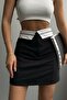 Women's Black Waist Folded Mini Skirt 23S02003
