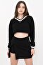 Women's Black Double Breasted Shorts Skirt - 4