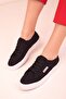 Black Linen Women's Sneakers 18111 - 3