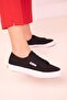 Black Linen Women's Sneakers 18111 - 4