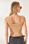 Women's Beige Collar Detailed Waist Crop Knitwear Blouse BLZ-19002288 - 6