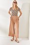 Women's Beige Side Zipper Pocket Pleated Detailed Loose Trousers PNT-19000215 - 3