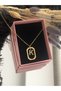 Steel Window Detailed Letter K Necklace Gold Color - 4