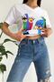 Women's White V-Neck Printed Cotton T-Shirt - 5