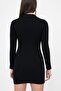 Women's Black Zippered Camisole Super Mini Knitted Dress - 6