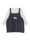 Girl's Br Long Sleeve Dress with Bow and Polka Dot Pattern Dark Blue Soft (1.5-5 Years)