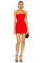 Women's Red Mini Strapless Dress Double Layer Lined