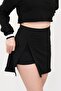 Women's Black Double Breasted Shorts Skirt