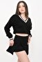 Women's Black Double Breasted Shorts Skirt - 5
