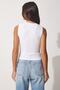 Women's White Crew Neck Cotton Knitted Blouse GT00020 - 6