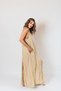 Women's Muslin Summer Loose Slit Beige Dress - 2