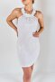 Women's Muslin Summer Low-Cut White Dress - 3