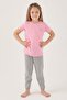1449 Girls' Light Cute Pink Short Sleeve Pajama Set - 3
