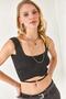 Women's Black Collar Detailed Waist Crop Knitwear Blouse BLZ-19002288 - 5