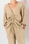 Beige Kyra Muslin Drawstring Women's Blouse Set - 5