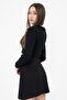 Women's Black Polo Neck Ribbed Knitted Crop Blouse - 2