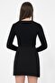 Women's Black Polo Neck Ribbed Knitted Crop Blouse - 5