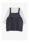 Girl's Br Long Sleeve Dress with Bow and Polka Dot Pattern Dark Blue Soft (1.5-5 Years) - 2