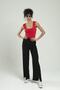 Red Colored Square Collar Women's Stacked Pattern Sports Strap Knitwear Athlete Crop Top Blouse - 5