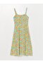 Floral Patterned Heart Collar Women's Dress - Strappy - 2