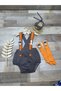 Space Concept Gray Orange Baby Boy Slippers with Astronaut Figure - 4