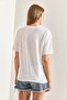 Women's White Eye Patterned Combed Cotton Tshirt 40851015 - 2