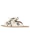 Women's Vegan Leather Beige Slippers - Monochrome Cats Design - 2