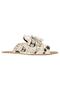Women's Vegan Leather Beige Slippers - Monochrome Cats Design - 3