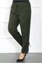 Women's Khaki Imported Plus Size Trousers with Elastic Waist - 3