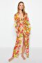 Maxi Size Floral Print Belted Beach Kimono & Kaftan - Tbess23Km00027 - 2