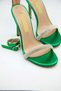 Women's Single Band Stone Detailed Shiny Satin Heeled Shoes - 6