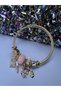 Model Gold Steel Bracelet with Pink Cat Figure - 2