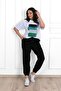 Women's Large Size Print Detailed Tracksuit Set 3695-23 - 3