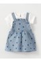 Crew Neck Short Sleeve Baby Girl T-Shirt and Salopet Dress Set of 2