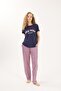 Navy Blue Viscose 2-Piece Women's Pajama Set