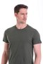 Khaki Regular Fit Plain 100% Cotton Crew Neck T-Shirt - 5
