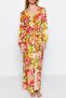 Maxi Size Floral Print Belted Beach Kimono & Kaftan - Tbess23Km00027 - 4