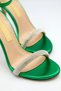 Women's Single Band Stone Detailed Shiny Satin Heeled Shoes - 4