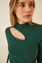 Women's Green Cut Out Detailed Corded Knitted Blouse GT00065 - 3