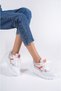 White Colored Women's Lace-Up Mesh Casual Sneaker Sports Shoes Wsb0474