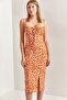 Women's Orange Rope Strap Daisy Patterned Camisole Dress 40851012 - 4