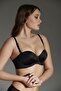 Women's Strapless Lotus Laser Cut Push-up Black Bra336055 - 3
