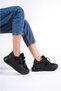 Simple Black Women's Lace-Up Mesh Casual Sneaker Sports Shoes Wsb0474 - 3