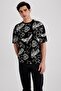 Oversize Fit Crew Neck Patterned 100% Cotton T-Shirt Z5886az23sm
