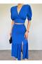 Women's Summer Blouse and Skirt Top and Bottom Set Cobalt Blue - 4