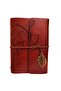 Leaf Pattern Leather Covered Notebook Small Size