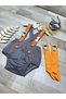 Space Concept Gray Orange Baby Boy Slippers with Astronaut Figure - 2