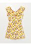 Boat Neck Patterned Girl's Jumpsuit
