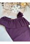 Baby Girl Purple Ruffled One-Shoulder Strap Snap-On Bodysuit - 2